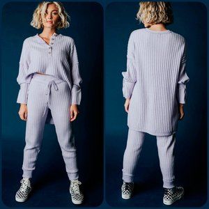 Free People Around The Clock Oversized Ribbed Tunic Sweater Lavender Size Small